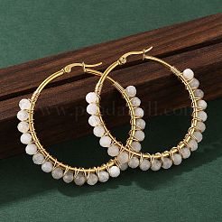 Beaded Hoop Earrings&nbsp;EJEW-JE03830-01