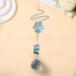 Glass Round Hanging Suncatcher&nbsp;AJEW-WH20130-15
