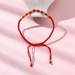 Polyester Cord Braided Bead Bracelets for Women&nbsp;BJEW-L698-03G-02