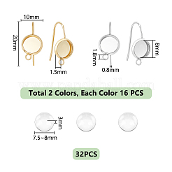 32Pcs 2 Colors 304 Stainless Steel Earring Hooks&nbsp;STAS-UN0056-81