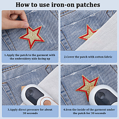 20Pcs 4 Colors Star Polyester Cloth Patches&nbsp;PATC-GF0001-77