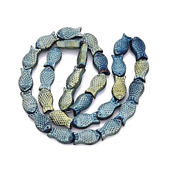 Full Plated Frosted Electroplate Glass Fish Beads Strands&nbsp;EGLA-M001-B01