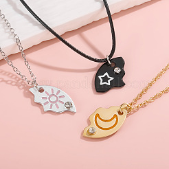3Pcs Star & Moon & Sun Friendship Alloy Enamel Pendant Necklaces&nbsp;FS-WG4D9F6-01