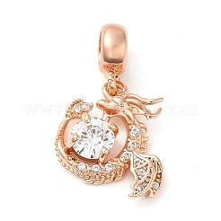 Rack Plating Brass Pave Clear Cubic Zirconia European Dangle Charms&nbsp;KK-K349-18