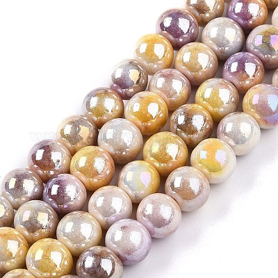 Electroplated Glass Beads Strands&nbsp;GLAA-C023-01K-1