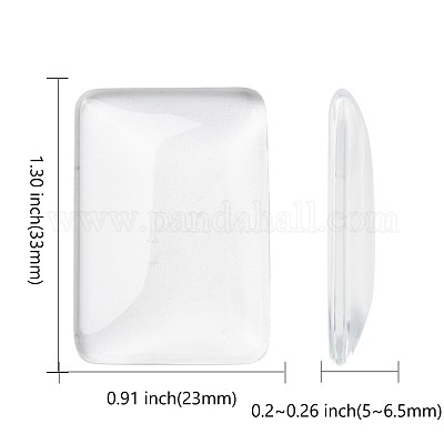 Transparent Rectangle Glass Cabochons&nbsp;GGLA-R025-33x23-1