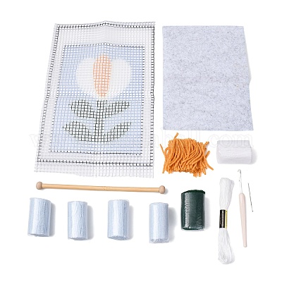 Polycotton Latch Hook Flower Pattern Tapestry Kit&nbsp;PW-WG29706-01-1