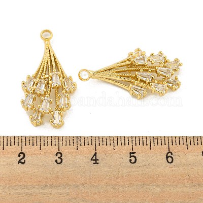 Brass Micro Pave Clear Cubic Zirconia Pendants&nbsp;KK-P263-10G-1