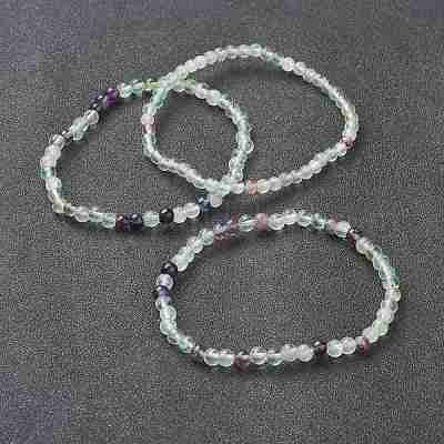 Natural Fluorite Beaded Stretch Bracelets&nbsp;BJEW-A117-A-38-1