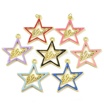Rack Plating Brass Enamel Pendants&nbsp;KK-G515-03G-1