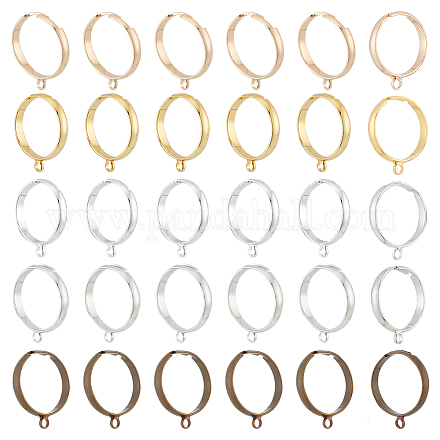 50Pcs 5 Colors Adjustable Brass Loop Ring Base KK-DC0002-52-1