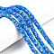 Handmade Polymer Clay Bead Strands, Column with Flower, Royal Blue, 6x5mm, Hole: 1mm, about 63pcs/strand, 15.75''(40cm)