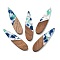 Resin and Walnut Pendants, Teardrop Charm, White, 52.5x13.5x2.5mm, Hole: 1.6mm