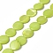 Spray Painted Natural Freshwater Shell Beads Strands, Flat Round, Green Yellow, 12.5x3mm, Hole: 1mm, about 32pcs/strand, 15.63 inch(39.7cm)