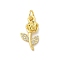Brass Micro Pave Cubic Zirconia Pendants, Flower, Rack Plating, Long-Lasting Plated, Lead Free & Cadmium Free, with Jump Ring, Real 18K Gold Plated, 17.5x9x3.5mm, Hole: 3.3mm