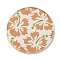 Opaque Acrylic Pendants, Flat Round with Flower, Orange, 45x3mm, Hole: 3.5mm