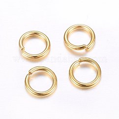 304 Stainless Steel Open Jump Rings, Round, Real 24K Gold Plated, 18 Gauge, 5x1mm, Inner Diameter: 3mm