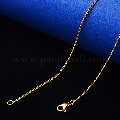 304 Stainless Steel Curb Chain Necklace, with Lobster Claw Clasp, Golden, Link: 2x1.8x0.5mm, 19.68 inch(50cm)