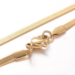Ion Plating(IP) 304 Stainless Steel Snake Chain Necklaces, with Lobster Claw Clasps, Golden, 17.7 inch(45cm), 2.6x0.4mm