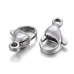 Tarnish Resistant 304 Stainless Steel Lobster Claw Clasps, Parrot Trigger Clasps, Stainless Steel Color, 13x8x4mm, Hole: 1.5mm