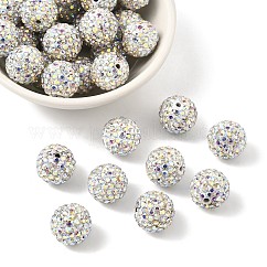 Pave Disco Ball Beads, Polymer Clay Rhinestone Beads, Grade A, Crystal AB, PP15(2.1~2.2mm), 14mm, Hole: 1.8mm