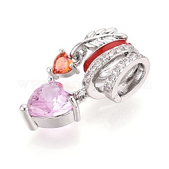 Brass Micro Pave Cubic Zirconia Pendants&nbsp;KK-T072-39P