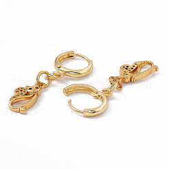 Cubic Zirconia Cat Dangle Hoop Earrings&nbsp;EJEW-B017-24G