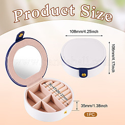 Round PU Leather & Plastic Jewelry Set Storage Box&nbsp;CON-TAC0014-06A