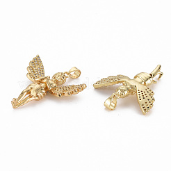 Brass Micro Pave Clear Cubic Zirconia Pendants&nbsp;ZIRC-Q200-042-NF