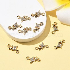 SHEGRACE Brass Micro Pave Clear Cubic Zirconia Double Star Links Connector Charms&nbsp;XGRQ2O832-454G