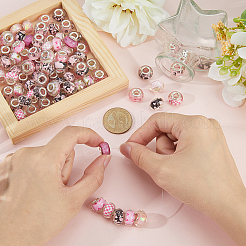 100Pcs Printed Transparent Resin European Beads&nbsp;RESI-PA0001-18B