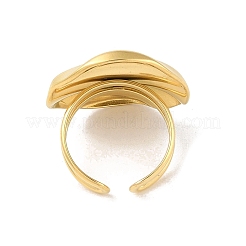 Corrugated Oval 304 Stainless Steel Open Cuff Ring for Women Men&nbsp;RJEW-Z038-03G