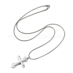 304 Stainless Steel Cross Pendant Pet Urn Ashes Necklaces&nbsp;NJEW-S455-02P