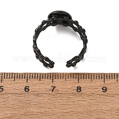 Hollow Flower 304 Stainless Steel Cuff Ring Components&nbsp;STAS-P454-03A-B