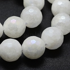 Electroplated Natural White Jade Beads Strands&nbsp;G-G749-05B-8mm