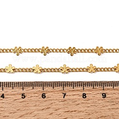 4.5mm 304 Stainless Steel Flower Curb Chain Necklaces for Women&nbsp;NJEW-G199-01G