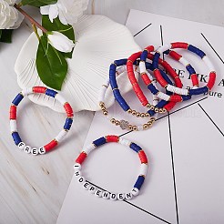 7Pcs 7 Style Word Independent Free Polymer Clay Heishi Surfer Stretch Bracelets Set&nbsp;BJEW-SW00039