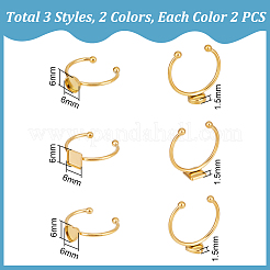 12Pcs 6 Styles 304 Stainless Steel Open Cuff Ring Components&nbsp;STAS-UN0061-30