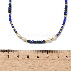 Boho Natural Cultured Freshwater Pearl & Round Seed Beaded Braided Necklaces for Women&nbsp;NJEW-JN06187-03