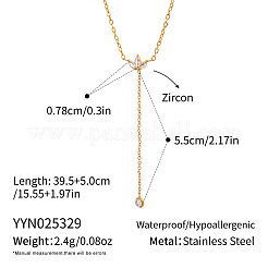 White zircon tassel Y pendant necklace stainless steel vacuum plating collar chain jewelry&nbsp;ZN1506