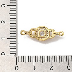 Rack Plating Brass Micro Pave Clear Cubic Zirconia Connector Charms&nbsp;KK-K377-27G