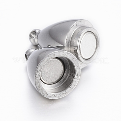 Tarnish Resistant Smooth 304 Stainless Steel Rice Magnetic Clasps with Loops&nbsp;STAS-H402-36P