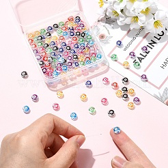 160Pcs 8 Colors Printed Transparent Acrylic Beads&nbsp;TACR-YW0003-49