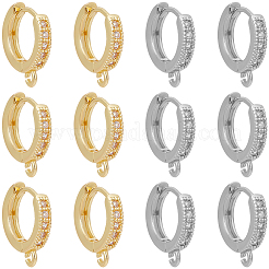 20Pcs 2 Colors Brass Huggie Hoop Earring Findings&nbsp;KK-CN0003-38