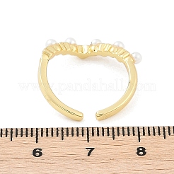Heart Brass Open Cuff Rings for Women&nbsp;RJEW-R011-02G