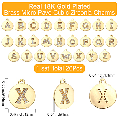 26Pcs 26 Styles Brass Micro Pave Cubic Zirconia Charms&nbsp;KK-SC0006-94
