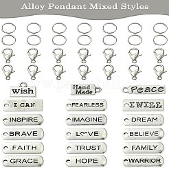 DIY Inspirational Word Tibetan Style Alloy Pendants Keychain Making Kits&nbsp;DIY-YW0008-81