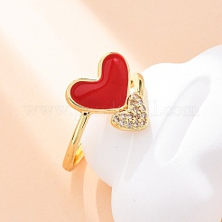 Brass Micro Pave Clear Cubic Zirconia Cuff Rings for Women&nbsp;RJEW-U047-24G-02