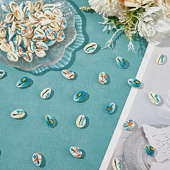 80Pcs Printed Natural Cowrie Shell Beads&nbsp;BSHE-LT0001-02