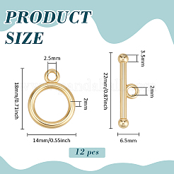 12Pcs Rack Plating Brass Toggle Clasps&nbsp;KK-BC0015-44G